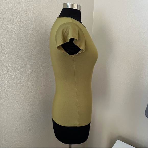 NWOT Tahari Moss Green Fitted Cap Sleeve Jersey Knit T-Shirt Size XS - Picture 5 of 13